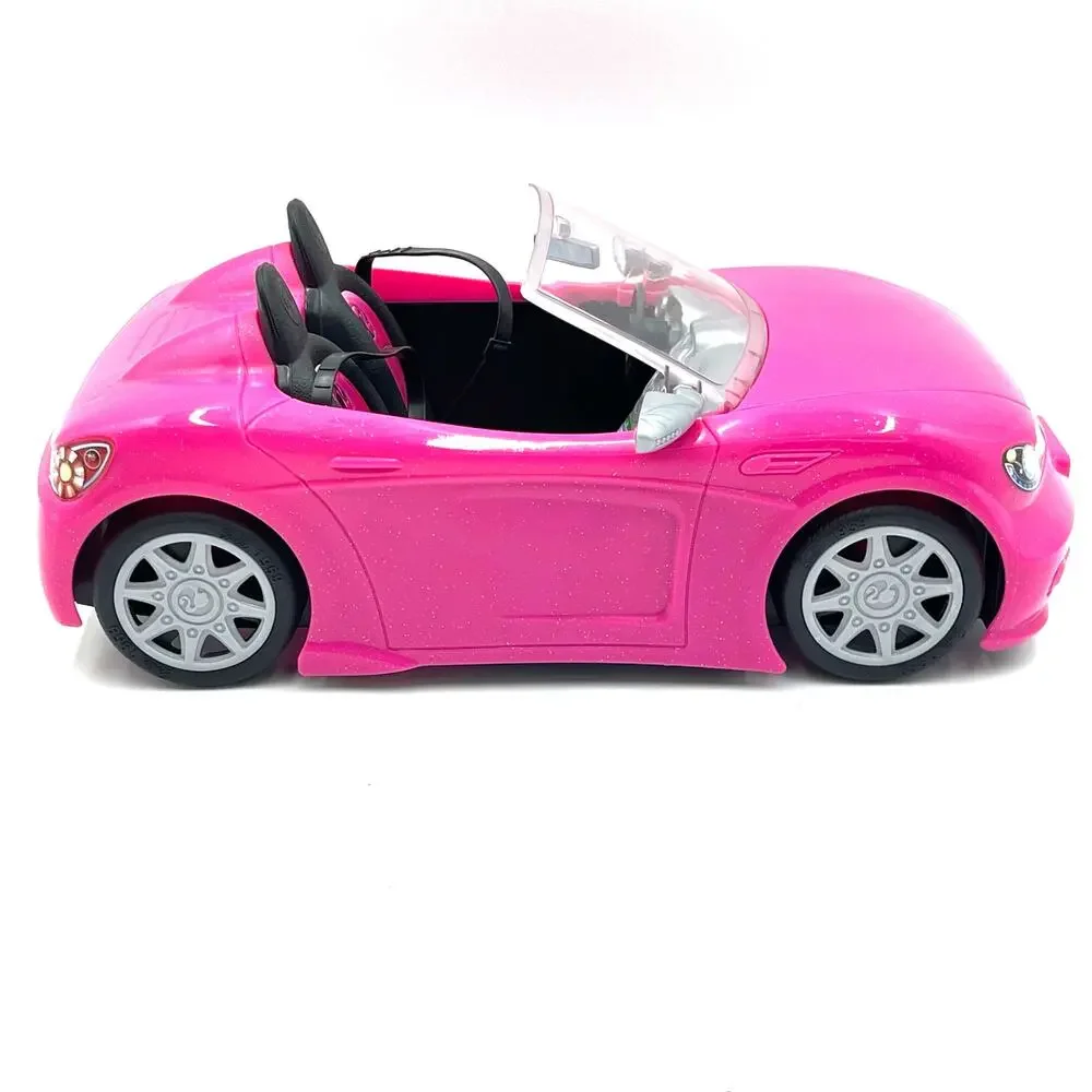 Barbie Mattel Pink White Convertible Sports Car Seatbelts 2 Seat Glam 2013 BDF38